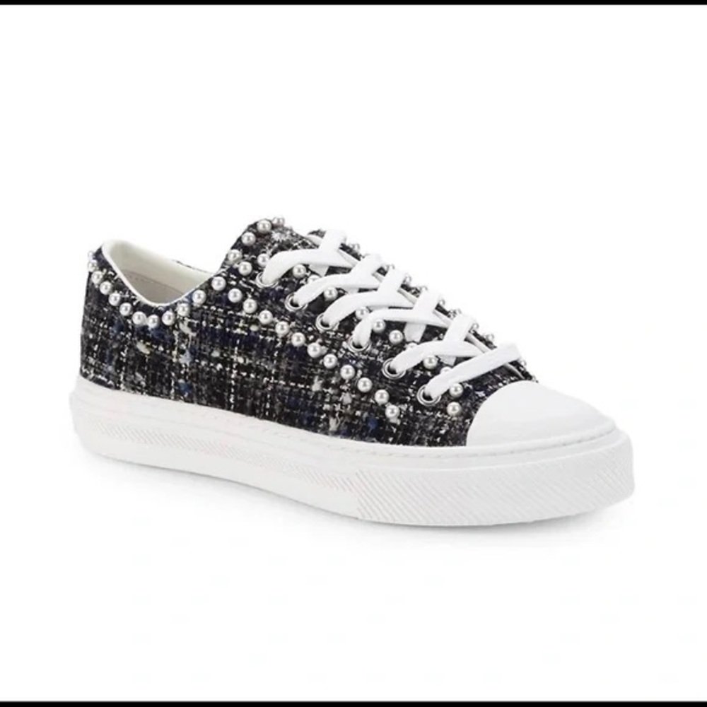 Stuart Weitzman Pearl LowTop Sneakers Black Wool Athletic Shoes Sneakers Size 37